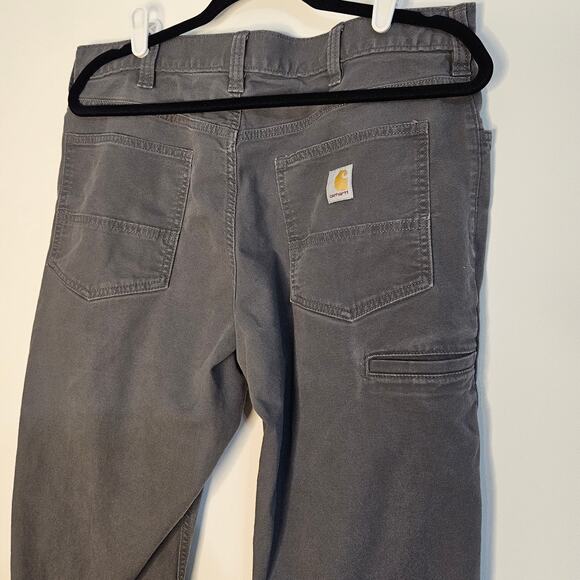 Carhartt Rugged Flex Relaxed Fit Canvas 5 pocket work pants Grey sz 36 x30 - Picture 4 of 7
